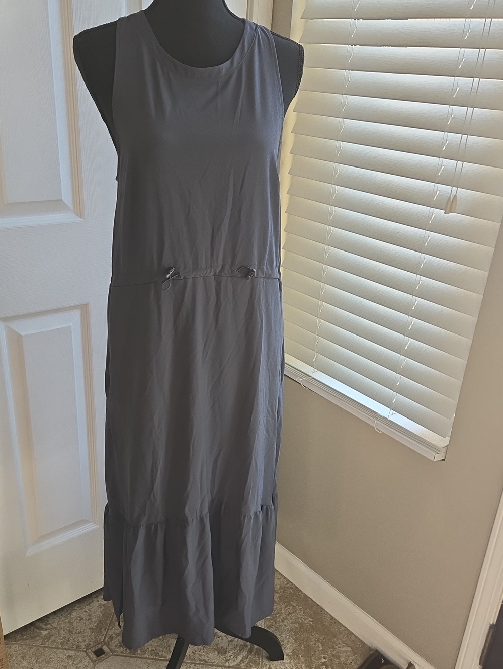 Zella Navy Sleeveless Drawstring Maxi Dress - Picture 5 of 8